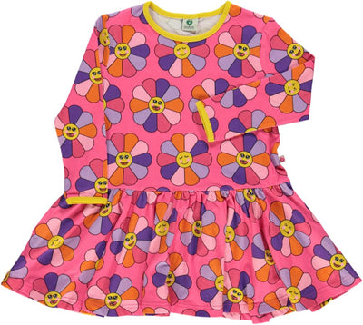 Småfolk kjole til børn i lyserød med mønster