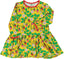 Kjole til børn i gul og grøn med blomster mønster