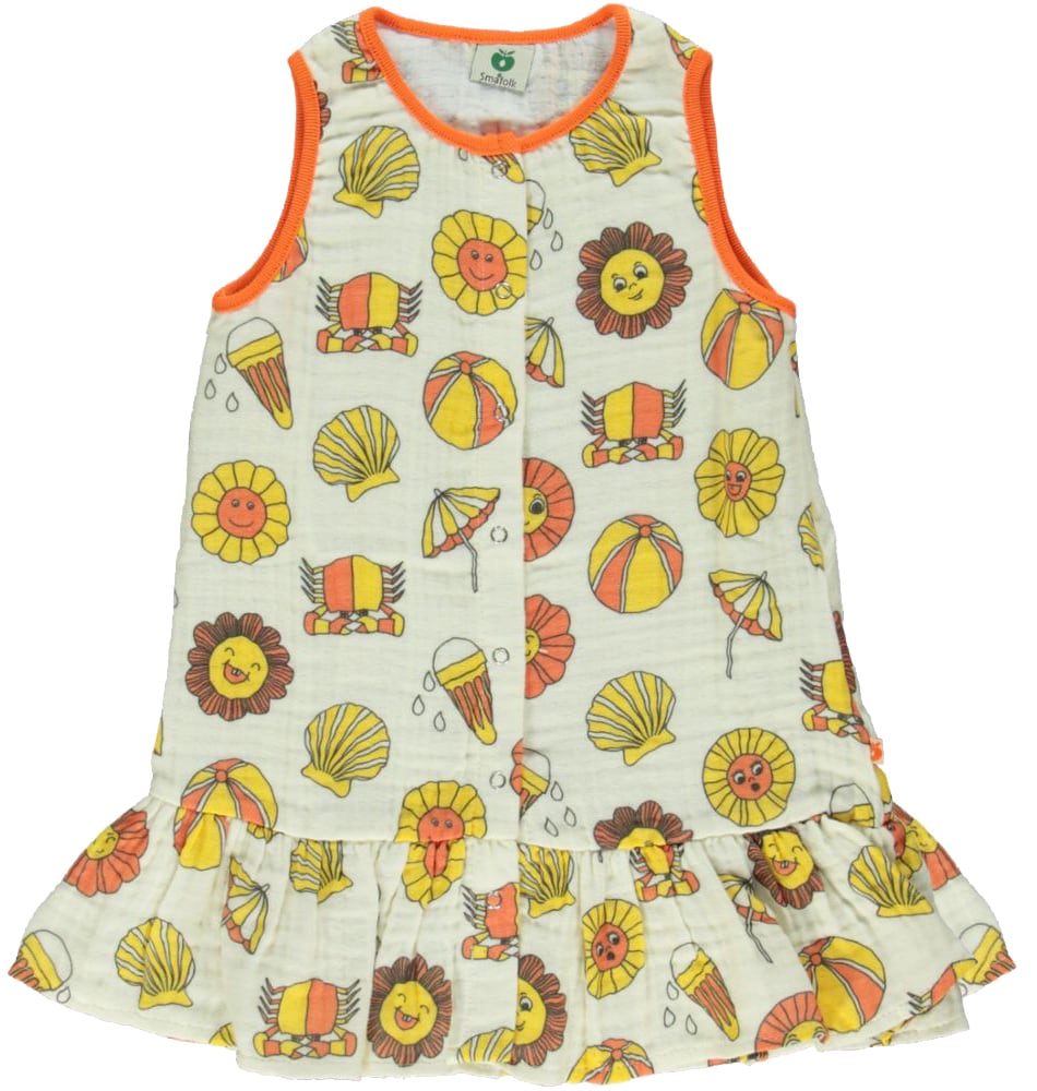Ærmeløs kjole med sommerferie symboler til børn