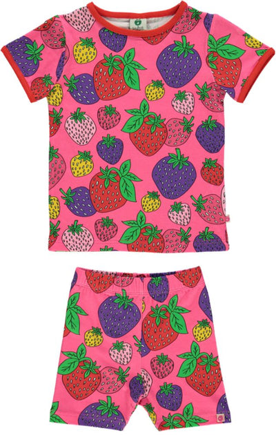 Sæt med t-shirt, og legging med jordbær
