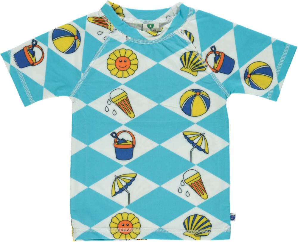 UV t-shirt til børn med sommerferie symboler