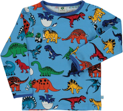 Langærmet bluse med dinosaur til børn