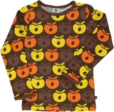 Langærmet t-shirt retro æbler print