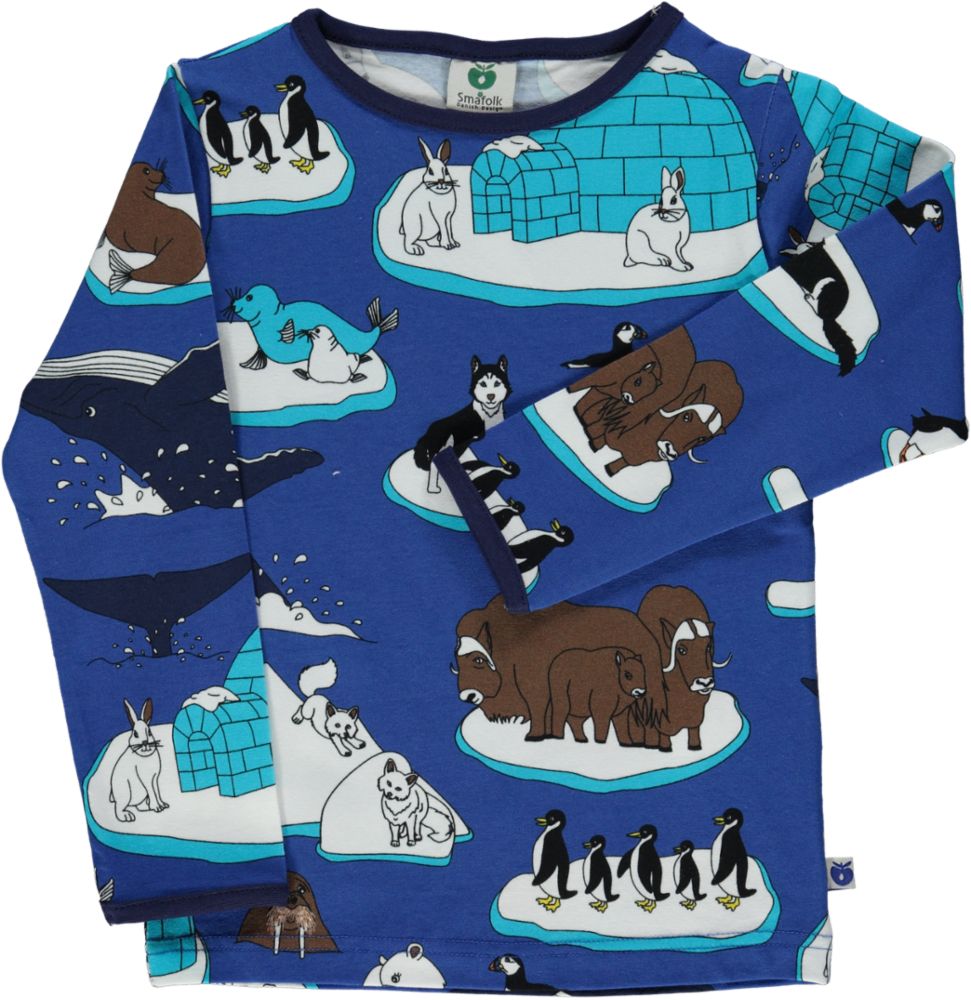 Langærmet t-shirt med vinter dyr