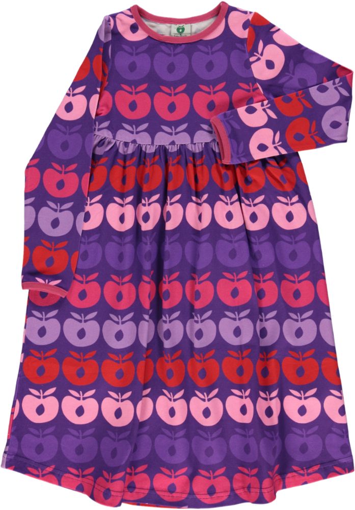 Lang kjoler til børn med æbler i lyserød og lilla