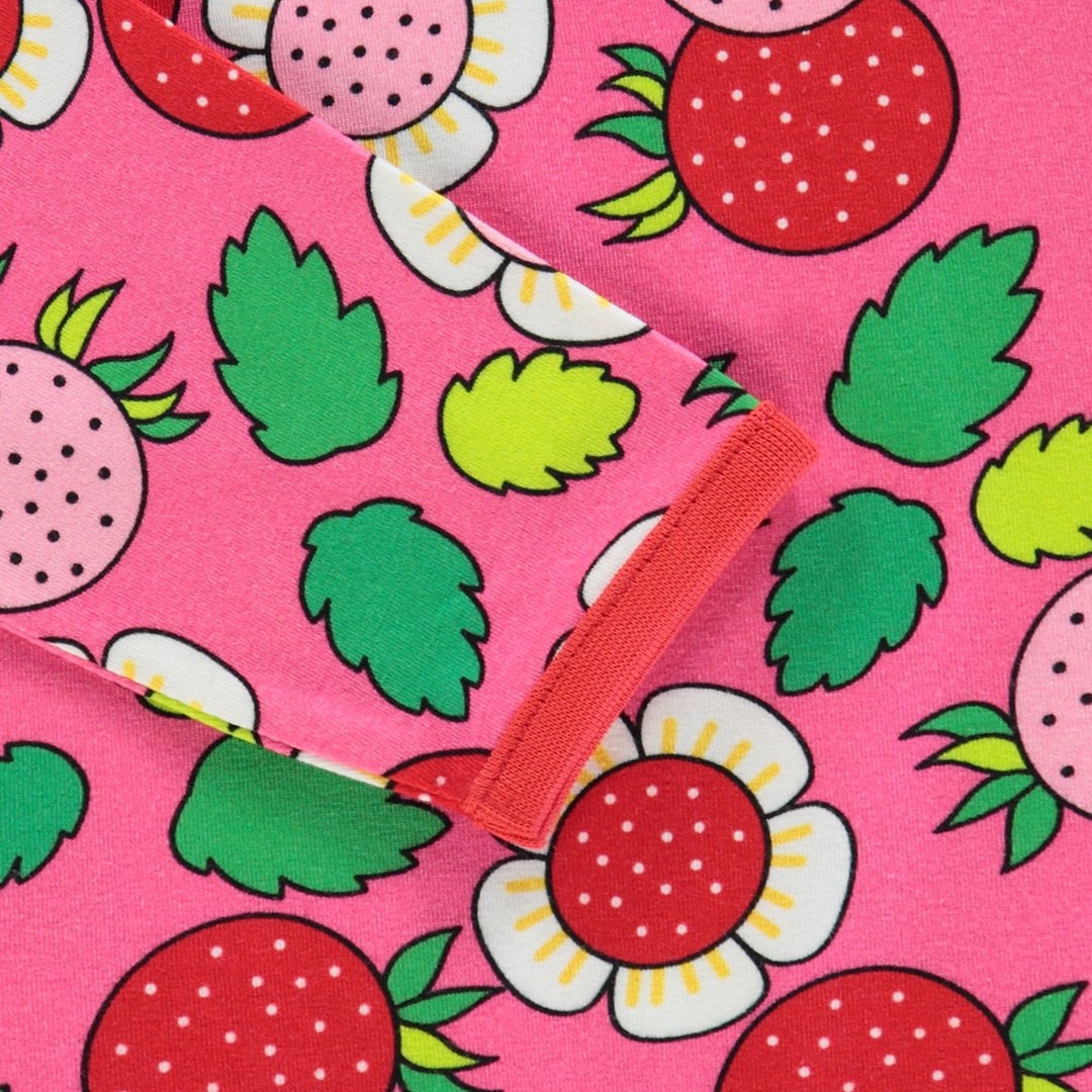 Langærmet bluse med jordbær