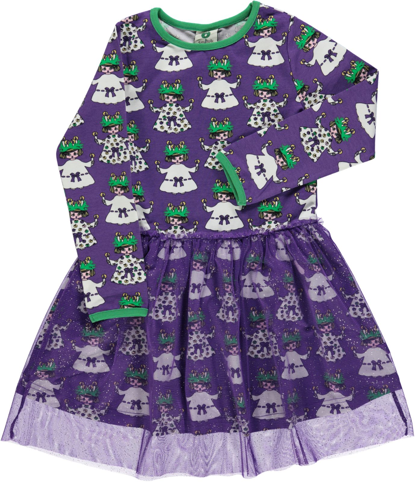 Kjole fra småfolk til børn i lilla med mønster